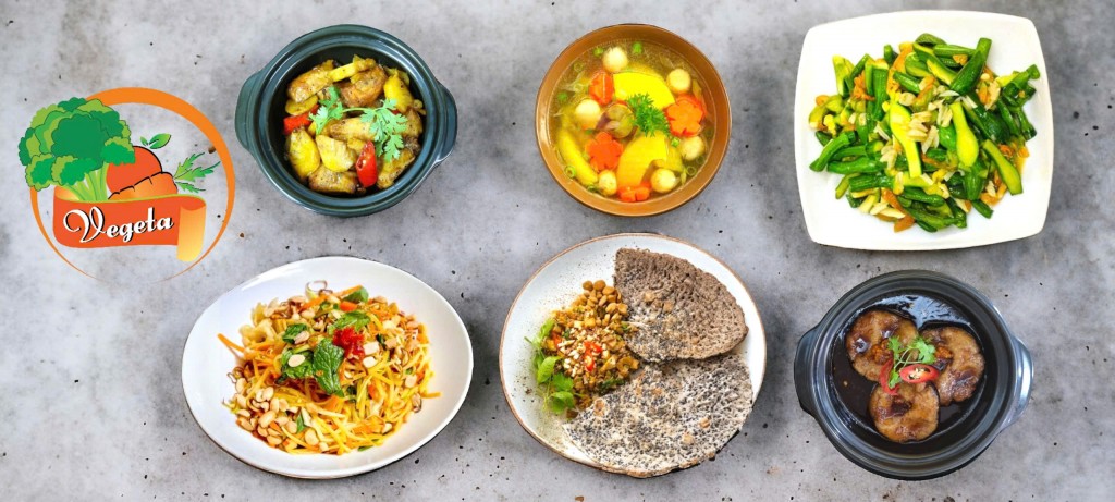 mâm cúng chay số 5 tại nhà hàng chay Vegeta, gồm 6 món ăn thanh tịnh cho 4 người